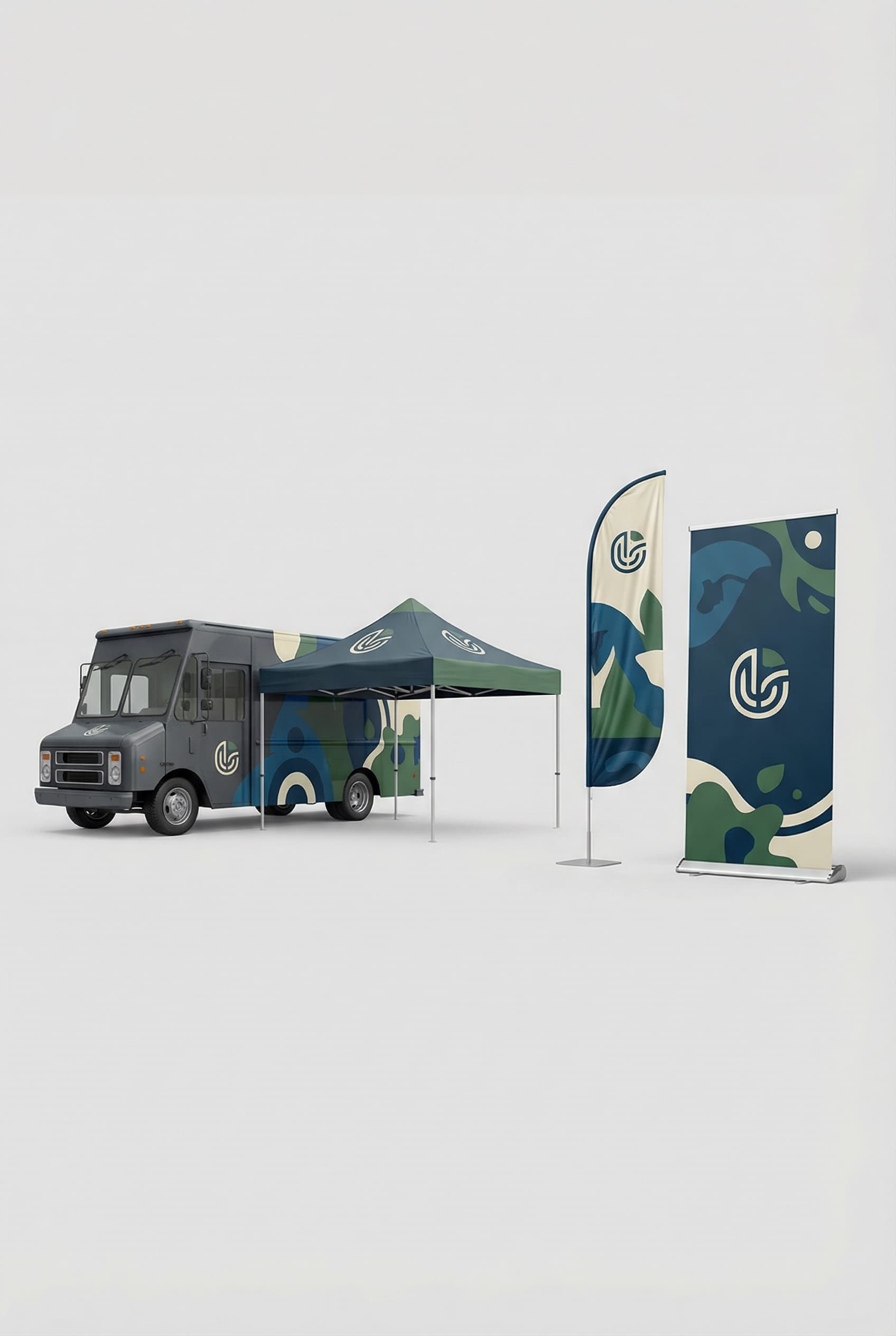 Food truck avec barnum, kakémono et oriflamme personnalisés